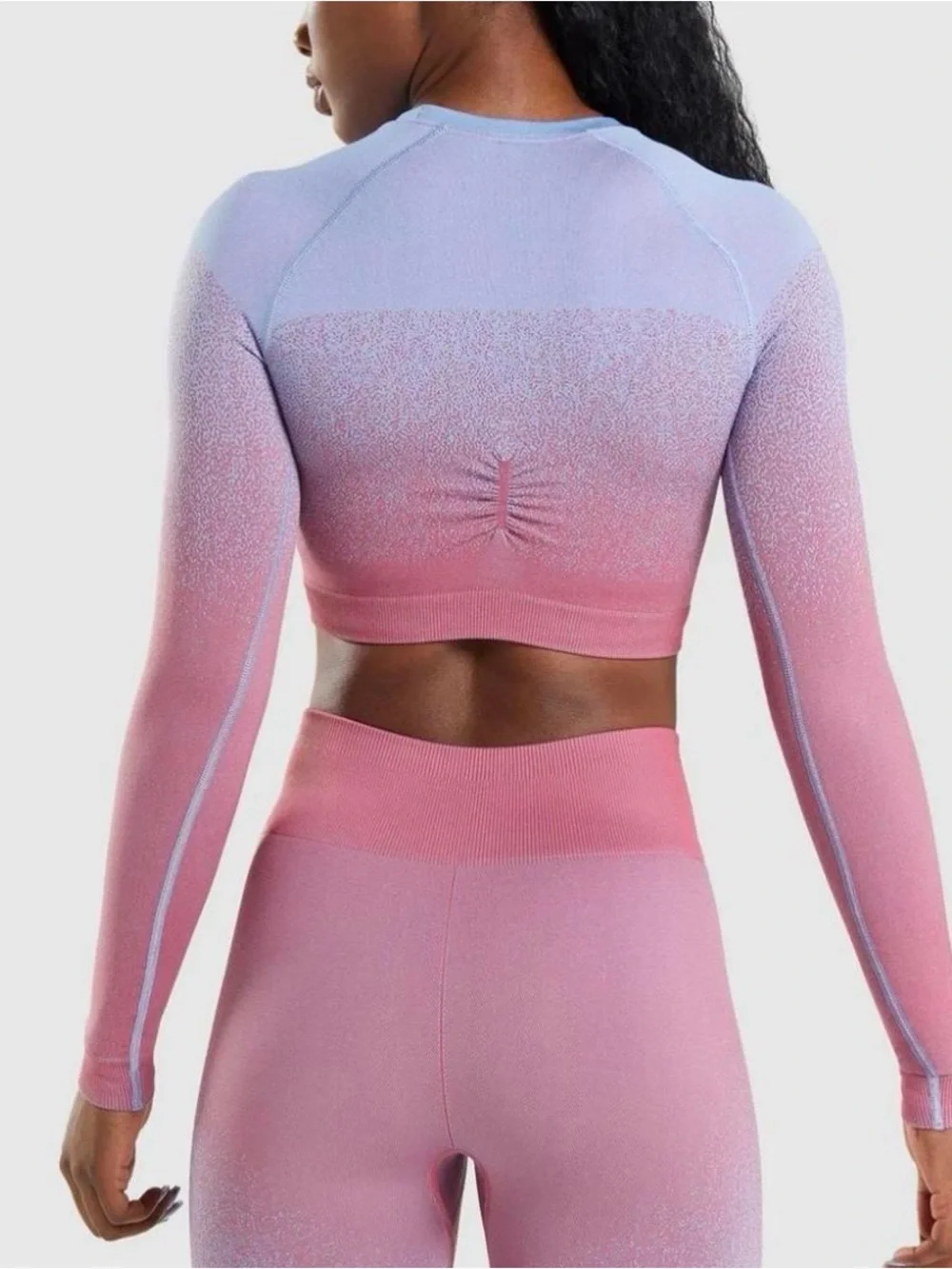 Women’s Gymshark Adapt Ombre Seamless Leggings Crop Top Set Blue Pink XS